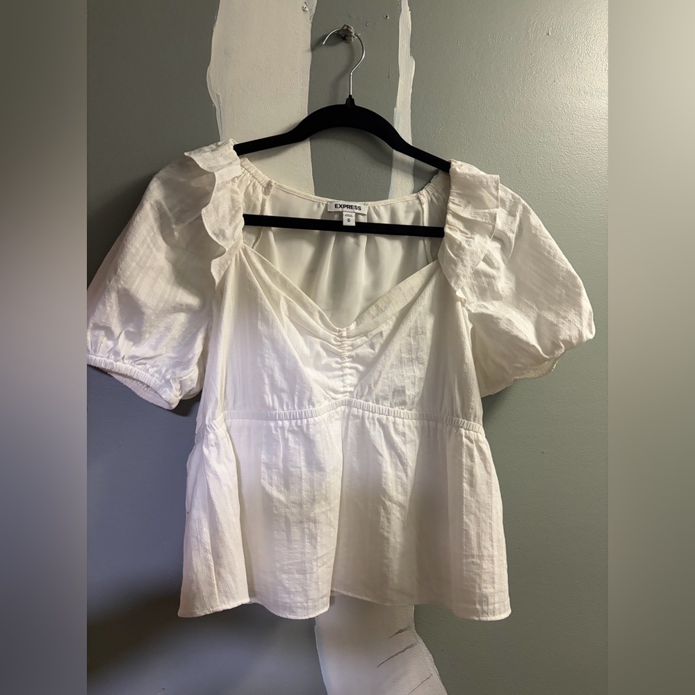 Express White Puff Sleeve Top - Picture 2 of 4